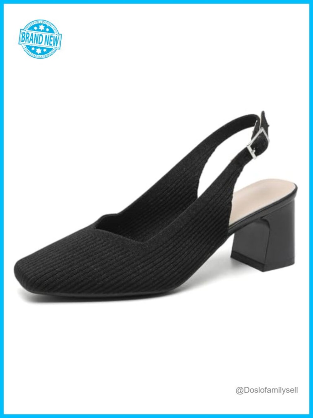 Slingback Heels Square Toe Chunky Block Heel Pumps Comfortable Dressy Work